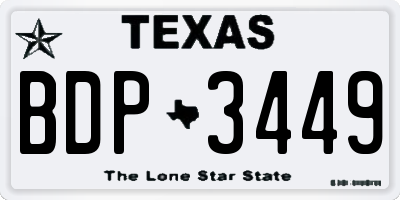 TX license plate BDP3449