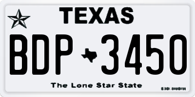 TX license plate BDP3450