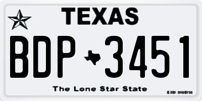 TX license plate BDP3451