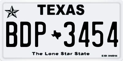 TX license plate BDP3454