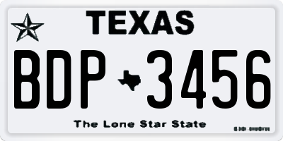 TX license plate BDP3456