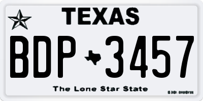 TX license plate BDP3457