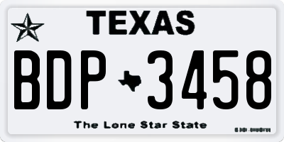 TX license plate BDP3458