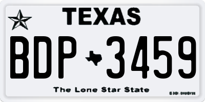TX license plate BDP3459