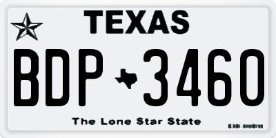 TX license plate BDP3460