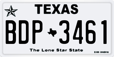 TX license plate BDP3461