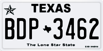 TX license plate BDP3462