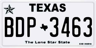 TX license plate BDP3463
