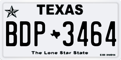 TX license plate BDP3464