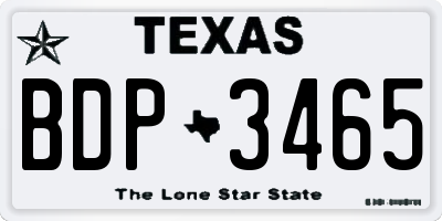 TX license plate BDP3465