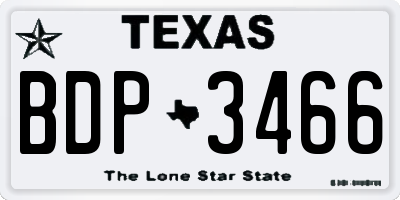 TX license plate BDP3466