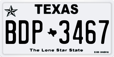 TX license plate BDP3467