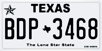 TX license plate BDP3468