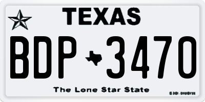 TX license plate BDP3470