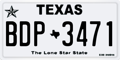 TX license plate BDP3471