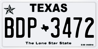 TX license plate BDP3472