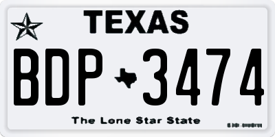 TX license plate BDP3474
