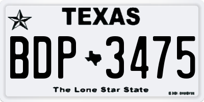 TX license plate BDP3475