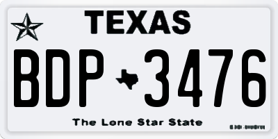 TX license plate BDP3476