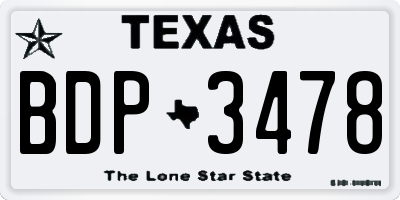 TX license plate BDP3478