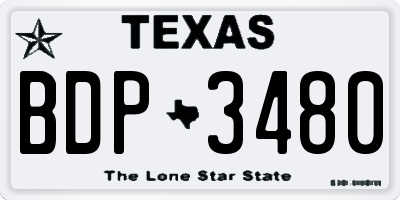 TX license plate BDP3480