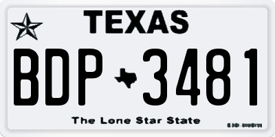 TX license plate BDP3481