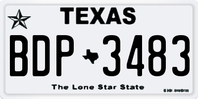 TX license plate BDP3483