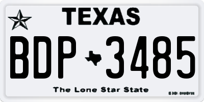 TX license plate BDP3485