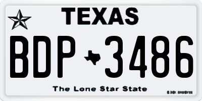 TX license plate BDP3486