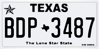 TX license plate BDP3487