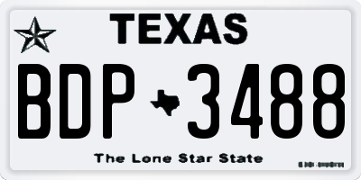 TX license plate BDP3488