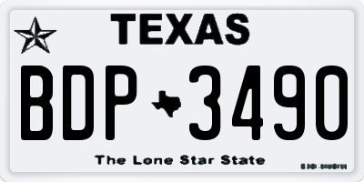 TX license plate BDP3490