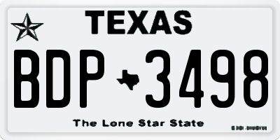 TX license plate BDP3498