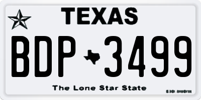 TX license plate BDP3499