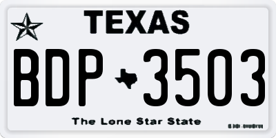 TX license plate BDP3503