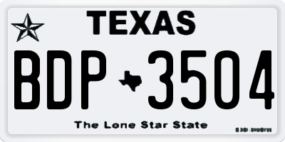 TX license plate BDP3504
