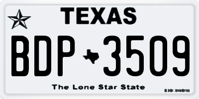 TX license plate BDP3509