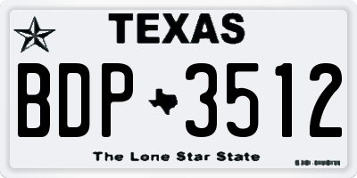 TX license plate BDP3512