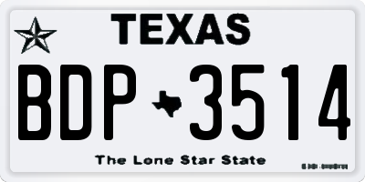 TX license plate BDP3514