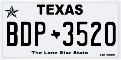 TX license plate BDP3520