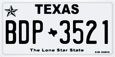 TX license plate BDP3521