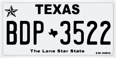 TX license plate BDP3522