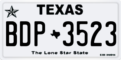 TX license plate BDP3523