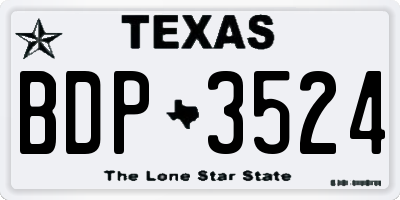 TX license plate BDP3524