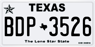 TX license plate BDP3526