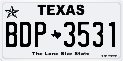 TX license plate BDP3531