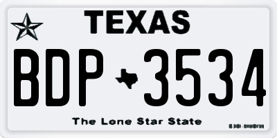 TX license plate BDP3534
