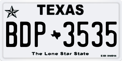 TX license plate BDP3535