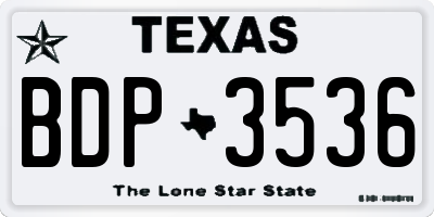 TX license plate BDP3536