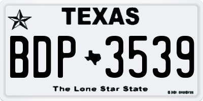 TX license plate BDP3539